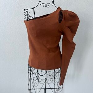 Elegant One-Shoulder Brown Top